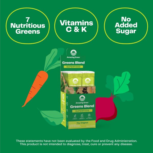 Polvo Amazing Grass Greens con ingredientes naturales para energía y salud