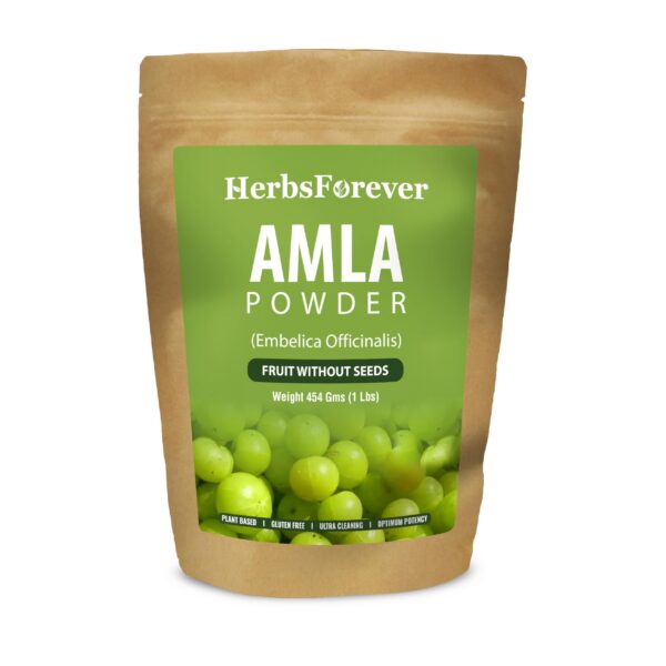 Polvo de Amla Herbsforever 454g rico en vitamina C y antioxidantes