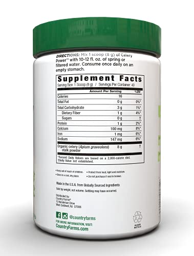 Polvo de apio natural Country Farms para salud digestiva