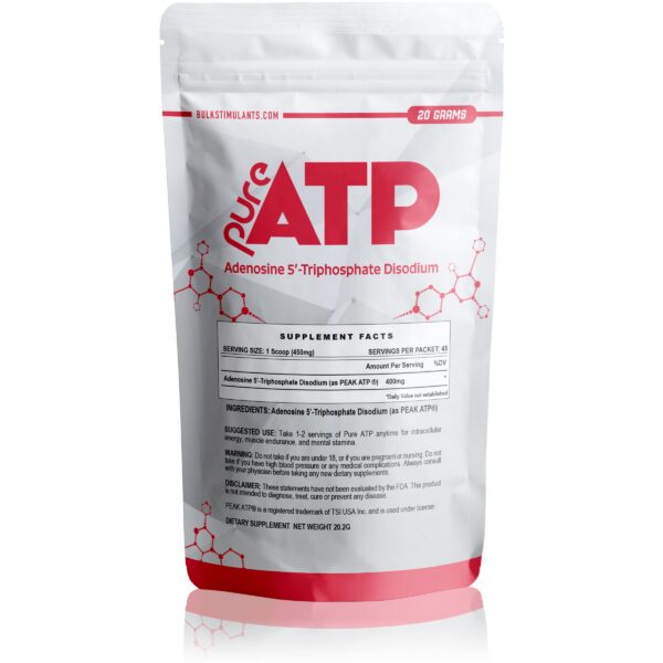 Polvo ATP puro BulkStimulants envase frontal 20 gramos