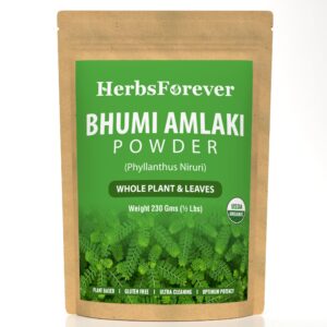Polvo Bhumiamalaki en envase Herbsforever para salud del hígado
