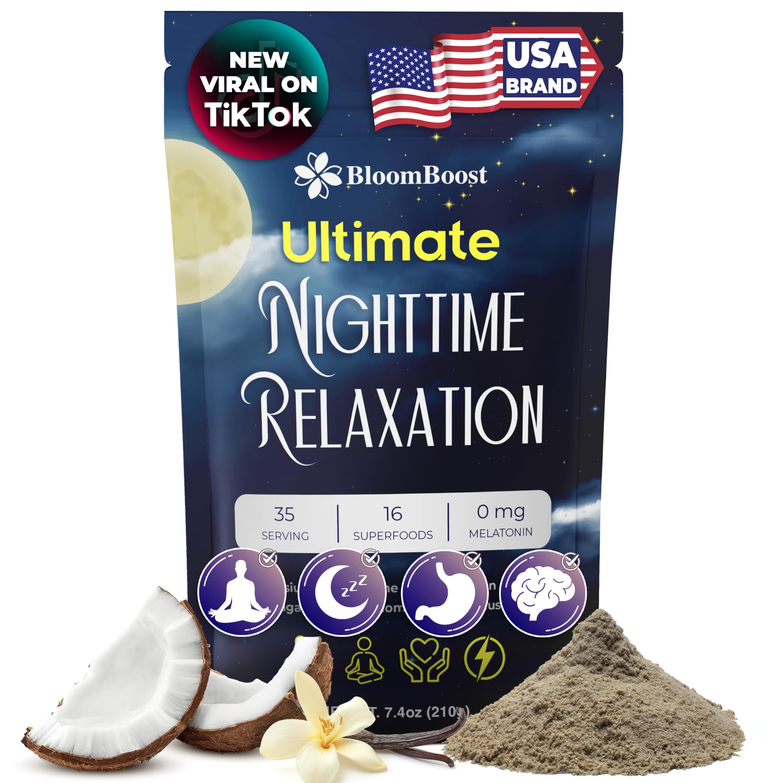 BloomBoost Magnesium Glycinate Powder, Vanilla Coconut Flavor