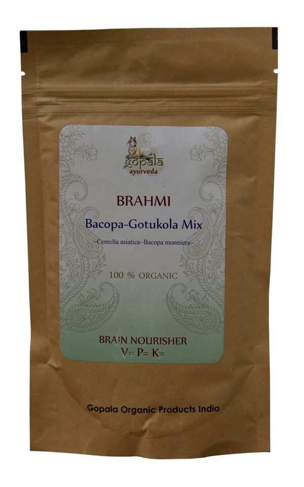 Paquete de polvo orgánico Brahmi y Gotukola certificado USDA
