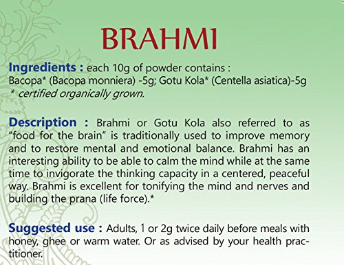 Polvo Brahmi y Gotukola orgánico en paquete de 5 unidades