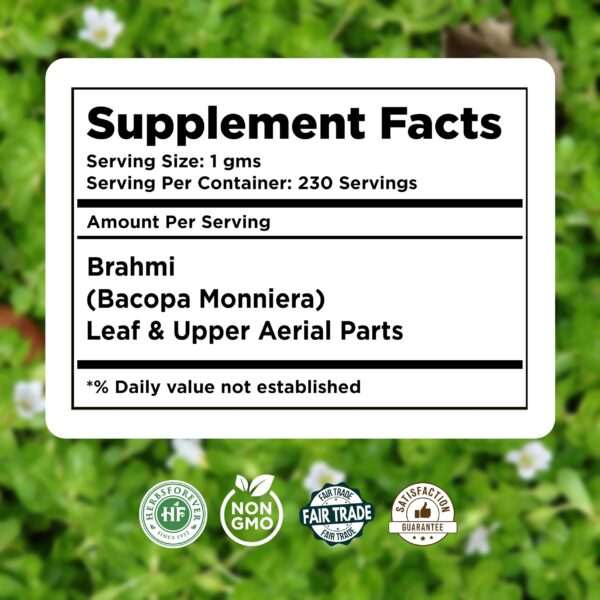 Polvo de Brahmi natural Herbsforever para bienestar y salud