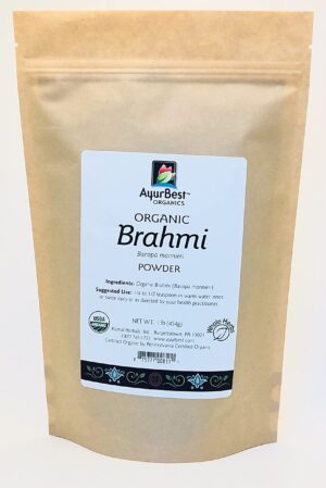 Version 1.0.0 Polvo orgánico de Brahmi Ayurbest en envase