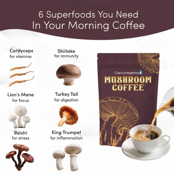 polvo café con hongos adaptogénicos bajo en calorías