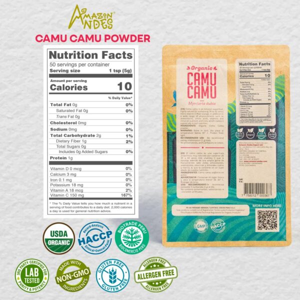 Polvo Camu Camu suplemento vitamina C Amazon Andes