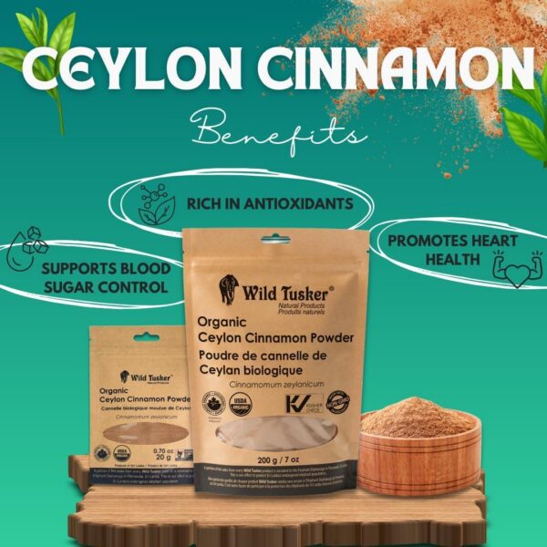 Polvo canela ceilán orgánica certificado natural