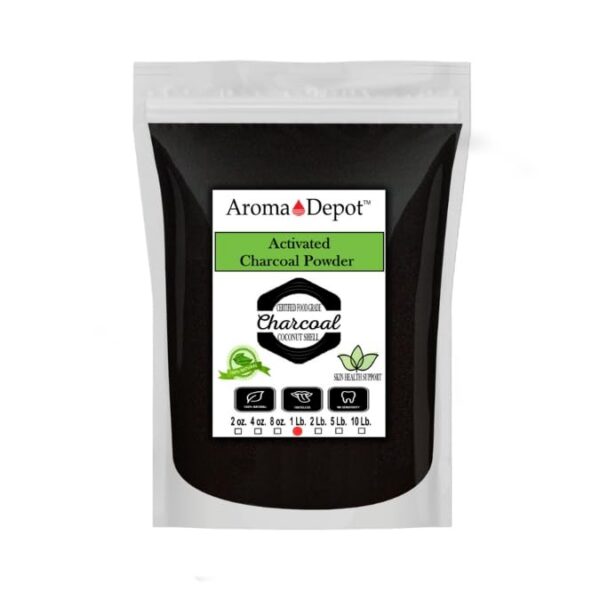 Version 1.0.0 Polvo de carbón activado de coco Aroma Depot 1 libra paquete