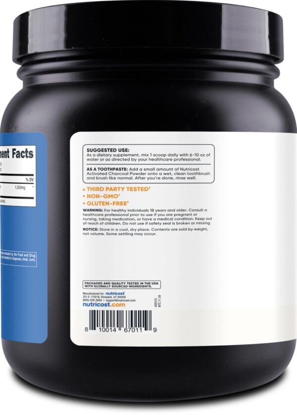 Polvo de carbón activado Nutricost para mascarilla facial