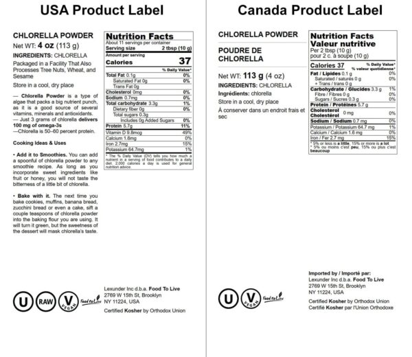 Polvo chlorella Food to Live para batidos y recetas saludables