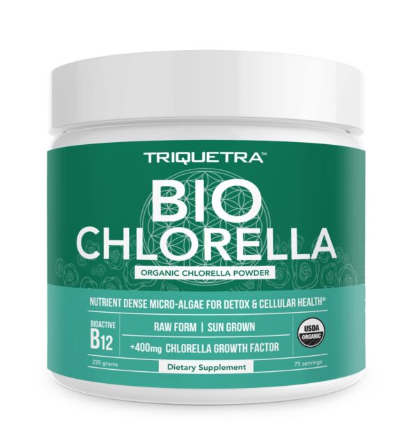 Polvo de chlorella orgánico Triquetra Health envase 225g