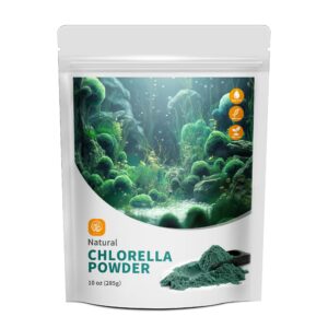 Polvo de clorella natural en envase transparente