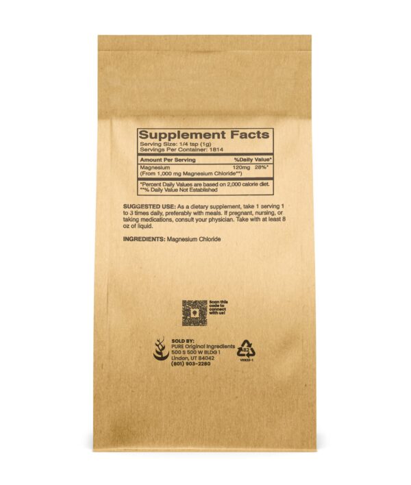 Polvo de cloruro de magnesio en envase