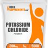 Polvo de cloruro de potasio BulkSupplements en envase de 1 kilogramo