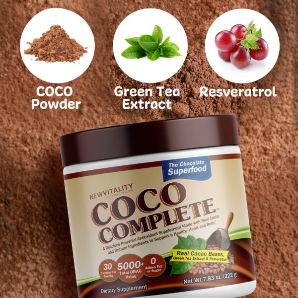 Cucharada de polvo Coco Complete con cacao y té verde