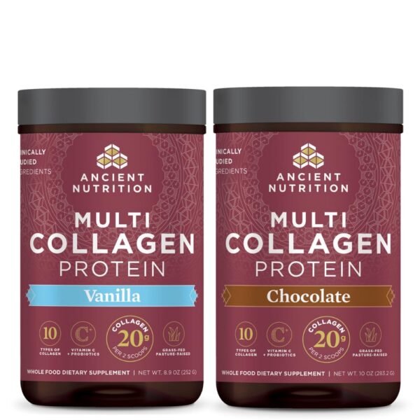 Polvo de colágeno múltiple vainilla, envase frontal