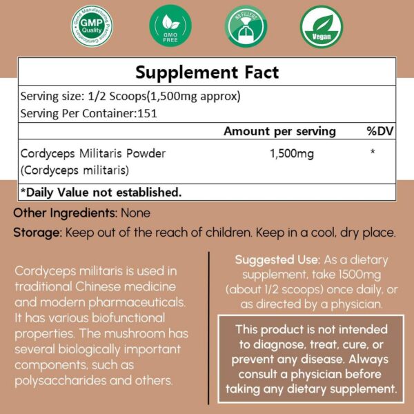 Suplemento polvo Cordyceps para sistema inmune