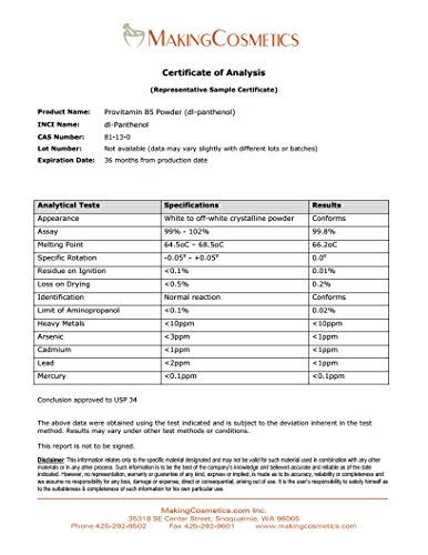 Polvo cristalino provitamina B5 dl-pantenol para cuidado piel cabello