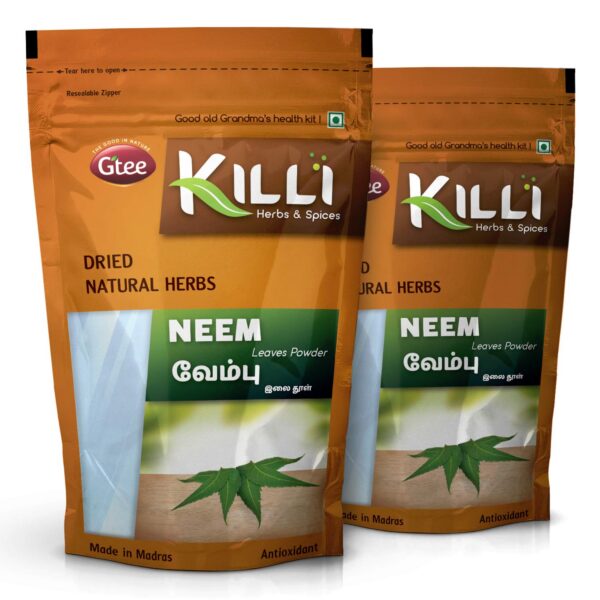 Polvo de hojas de Neem KILLI en envase