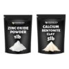Polvo de óxido de zinc 1 lb y arcilla bentonita 5 lb, vista frontal
