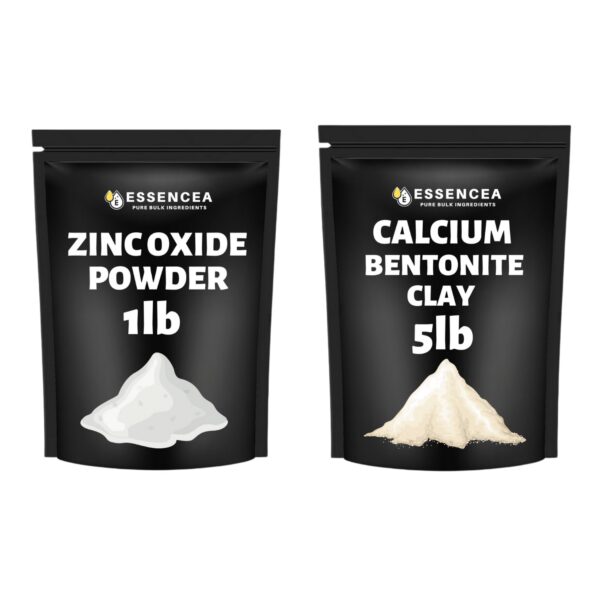 Polvo de óxido de zinc 1 lb y arcilla bentonita 5 lb, vista frontal