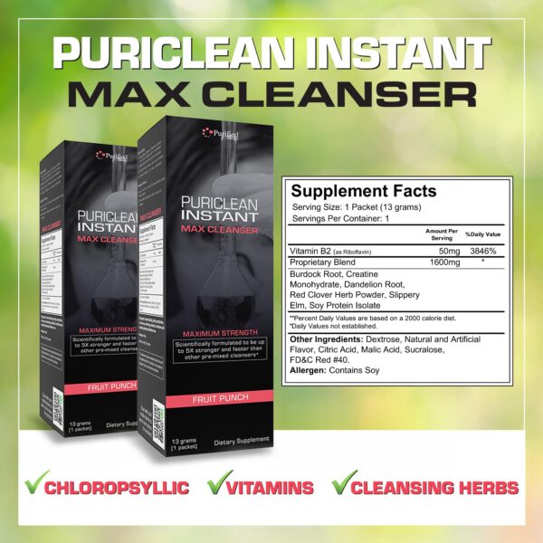 Puriclean Max Detox polvo para limpieza profunda y rápida del cuerpo