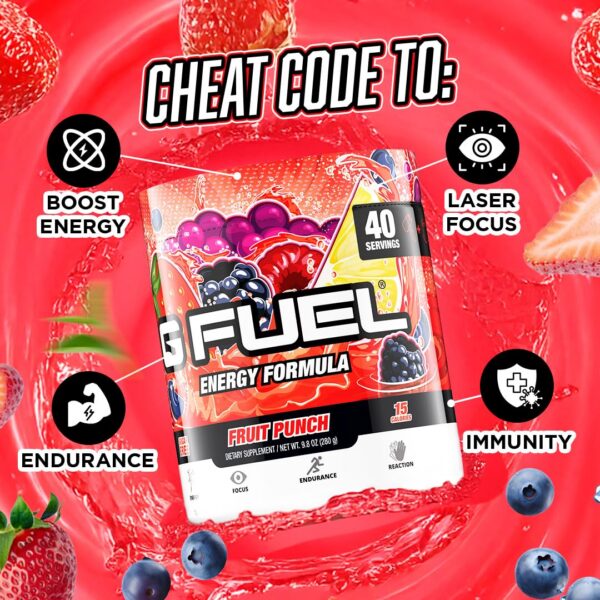 Version 1.0.0 Polvo energético G Fuel en envase punch de fruta