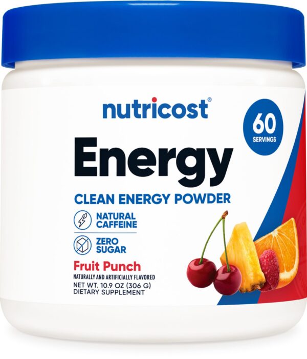 Polvo energético Nutricost Fruit Punch paquete frontal 300g