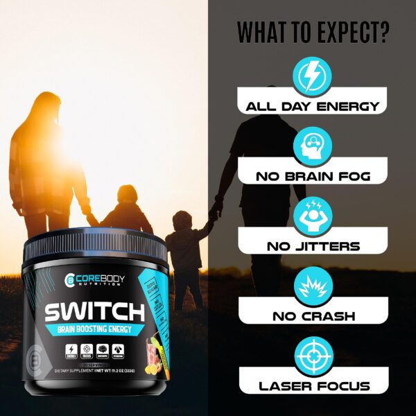 Polvo energético Switch sin azúcar para enfoque mental y función cognitiva