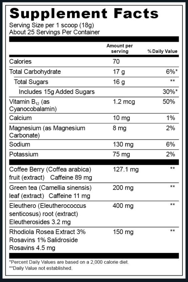 Polvo para energía y enfoque con electrolitos vegano