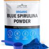 Polvo azul vibrante de espirulina orgánica para batidos y recetas saludables