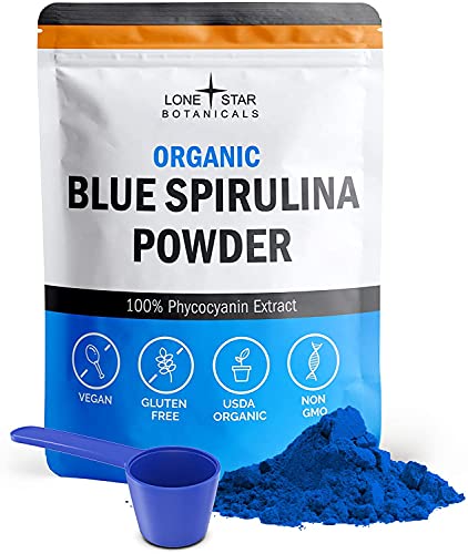 Polvo azul vibrante de espirulina orgánica para batidos y recetas saludables