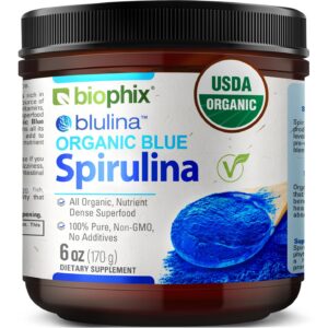 Version 1.0.0 Polvo de espirulina azul orgánica Biophix envase 6 onzas