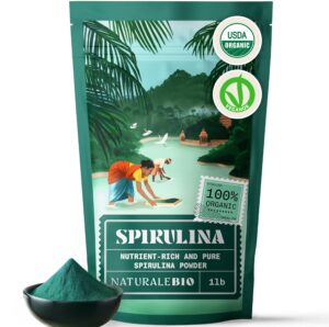 Polvo espirulina orgánica NaturaleBio paquete 1 libra