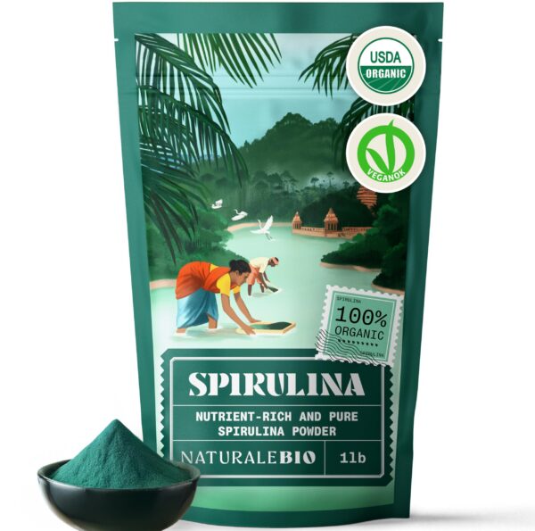 Polvo espirulina orgánica NaturaleBio paquete 1 libra