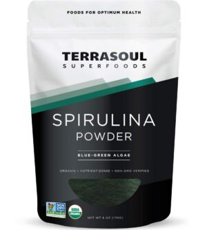 Version 1.0.0 Polvo de espirulina orgánica Terrasoul superalimento vegano
