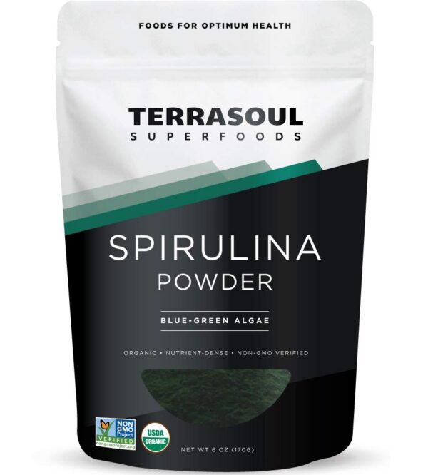 Polvo de espirulina orgánica Terrasoul superalimento vegano