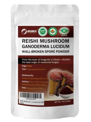 Polvo de esporas de hongo reishi rojo Yuanziyuanfang en paquete resellable