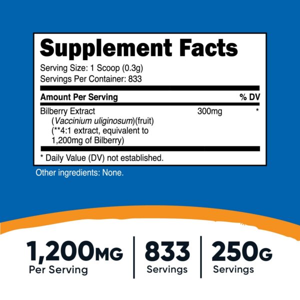 Polvo extracto arándano Nutricost con cucharilla dosificadora