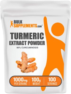 Polvo extracto cúrcuma BulkSupplements suplemento 1000mg sin gluten