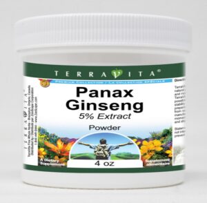 Polvo de extracto de Ginseng Panax 5% TerraVita 4 oz