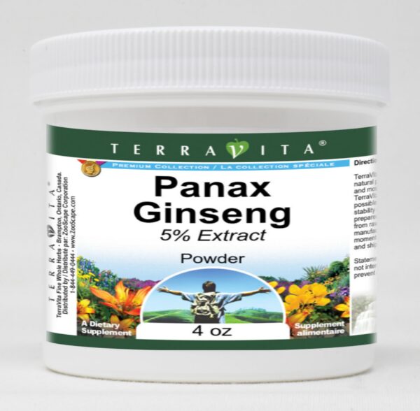 Polvo de extracto de Ginseng Panax 5% TerraVita 4 oz