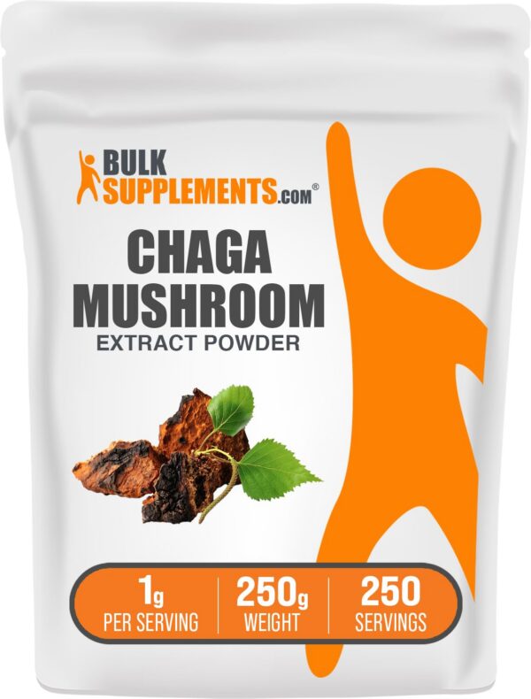 Polvo extracto hongo Chaga 250g sin gluten BulkSupplements