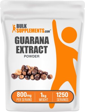 Polvo extracto natural de guaraná BulkSupplements 1kg