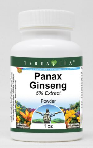 Polvo extracto panax ginseng 5% terravita suplemento natural