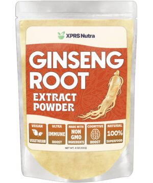 Envase polvo extracto raíz de ginseng Panax XPRS Nutra 4oz