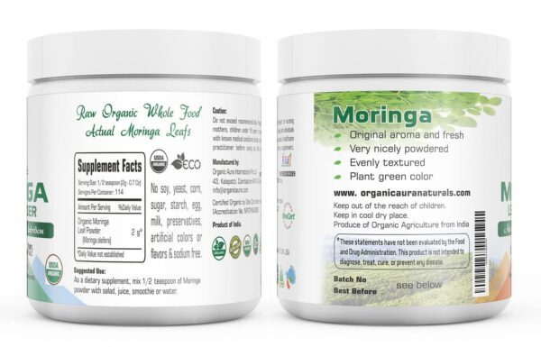 Version 1.0.0 Polvo finamente molido de moringa orgánica