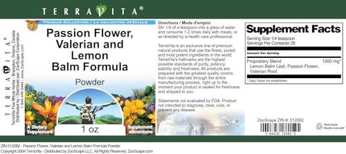 Polvo fórmula natural con ingredientes flor pasión y valeriana